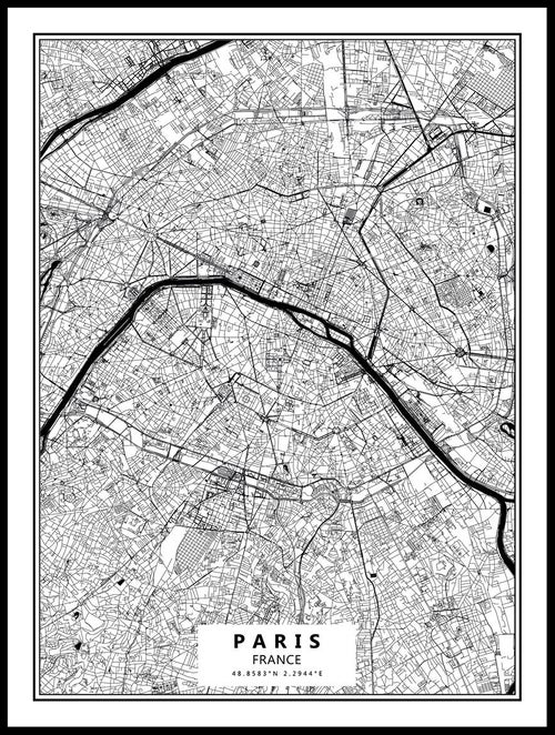 Pariisin Kartta Juliste 