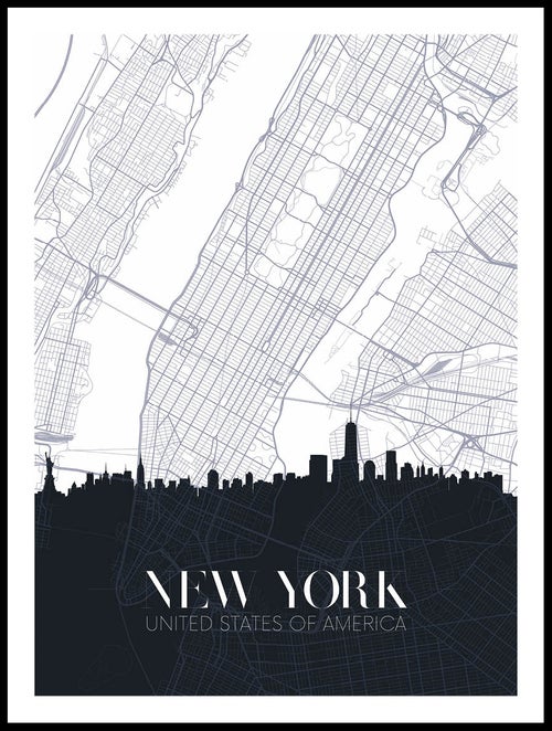 New Yorkin Kartta Juliste 